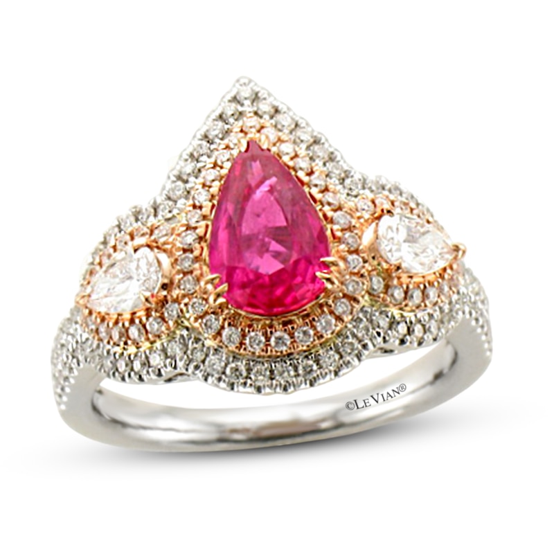 Le Vian Couture Pink Sapphire Ring 3/4 ct tw Diamonds Two-Tone Gold Plated - Size 7