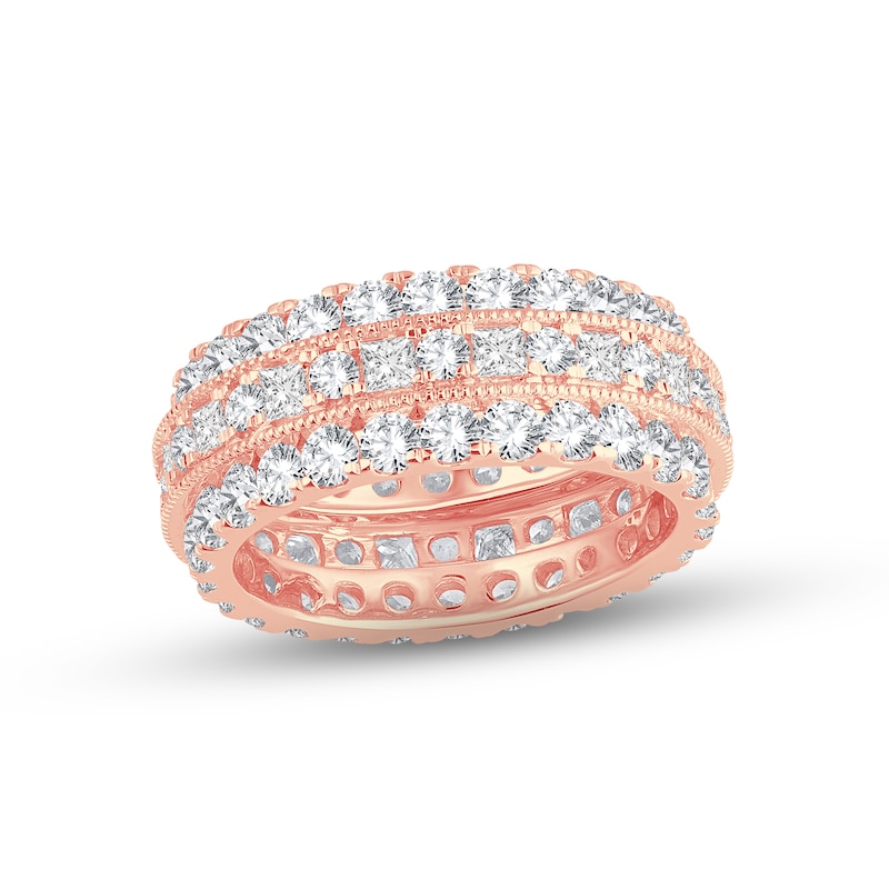 Diamond Eternity Anniversary Ring 4 ct tw Round & Princess-cut Rose Gold Plated