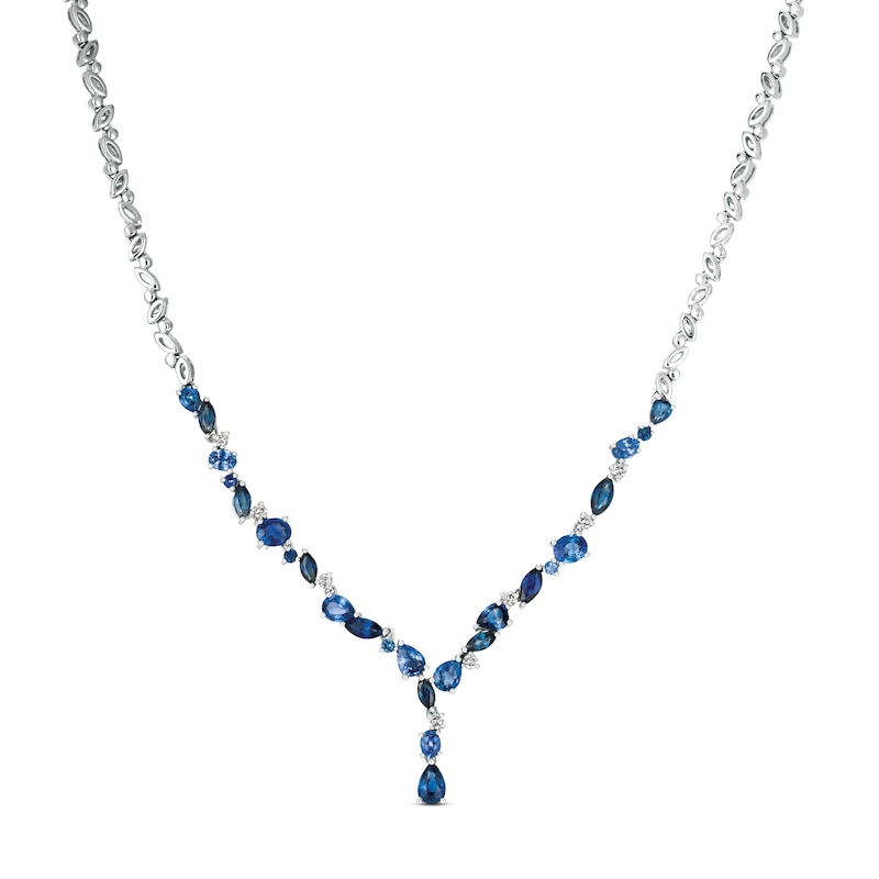 Le Vian Sapphire Necklace 1/3 ct tw Diamonds Vanilla Gold Plated