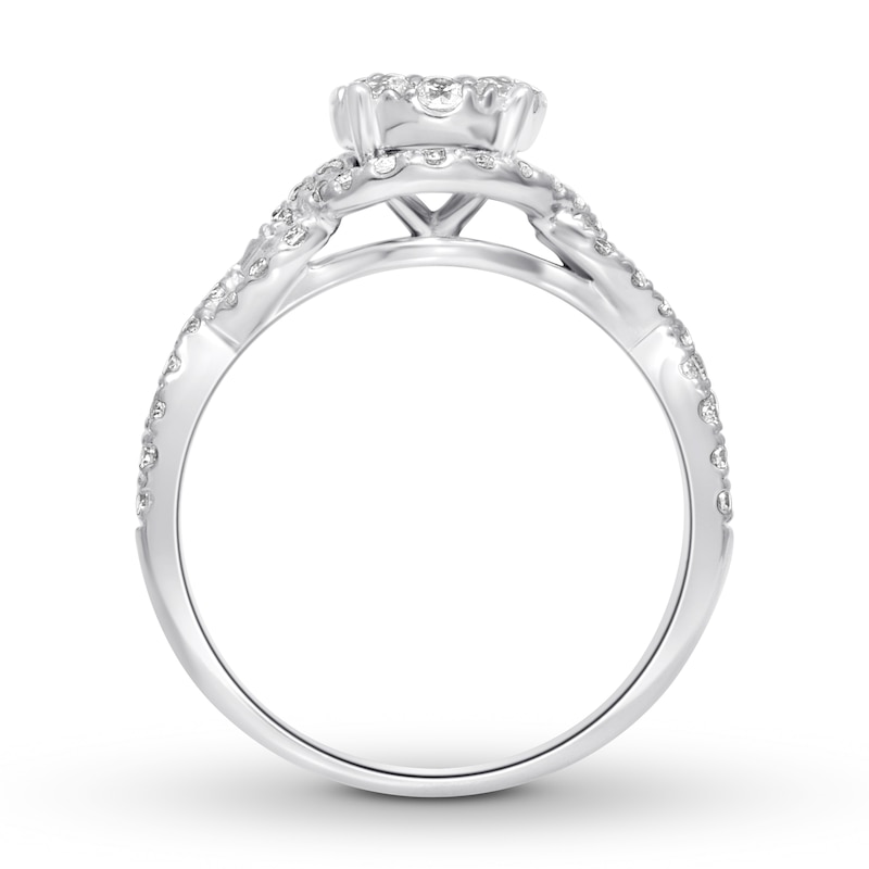 Diamond Engagement Ring 1 ct tw Round-cut White Gold Plated