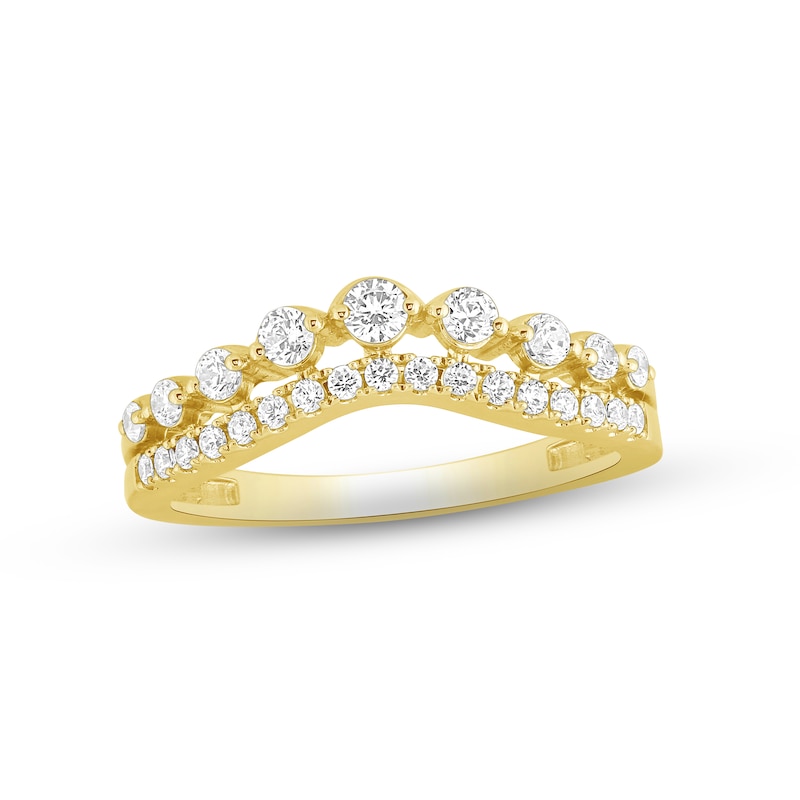 Diamond Contour Anniversary Ring 1/2 ct tw Round-cut Yellow Gold Plated