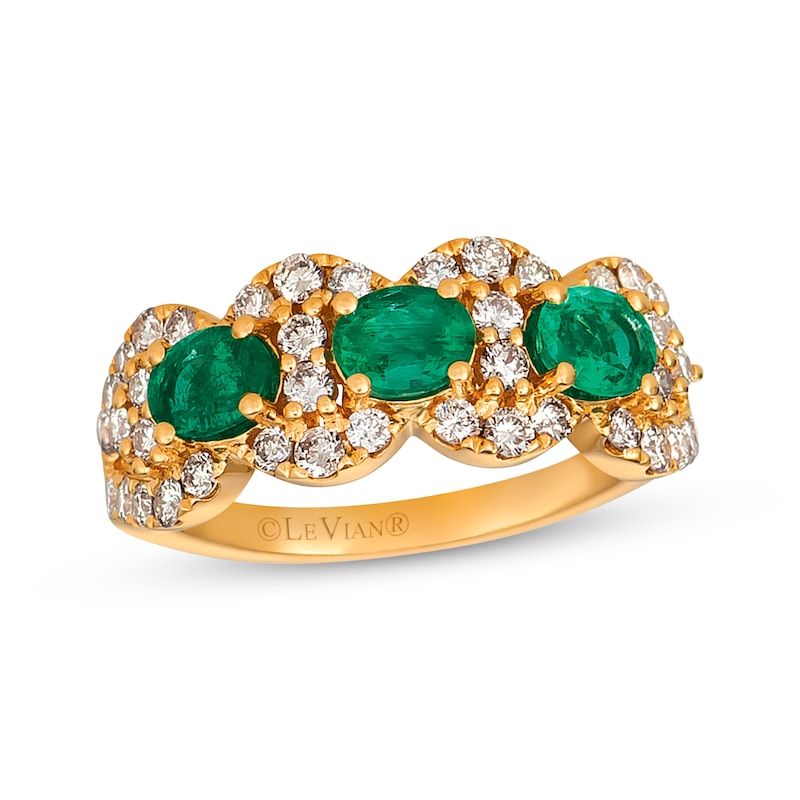 Le Vian Natural Oval-Cut Emerald Ring 3/4 ct tw Nude Diamonds Honey Gold Plated