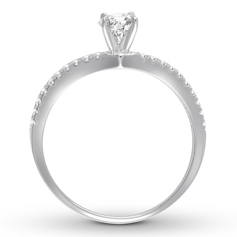 Diamond Engagement Ring 3/4 ct tw Round-cut White Gold Plated