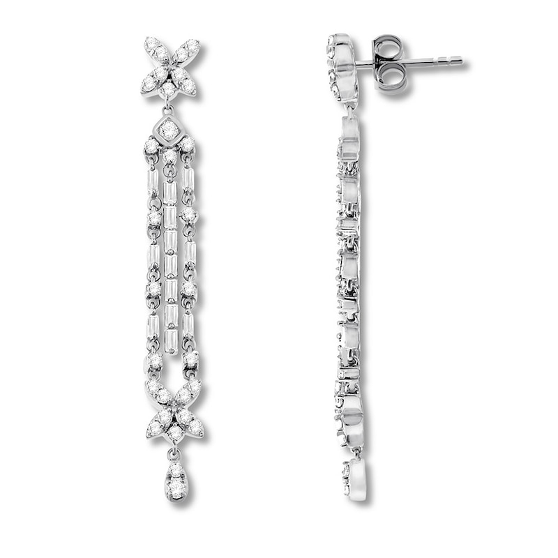Diamond Dangle Earrings 1 Carat tw Silver Plated