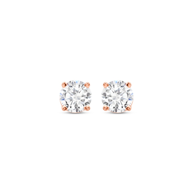 Diamond Solitaire Stud Earrings 5/8 ct tw Round-cut Rose Gold Plated