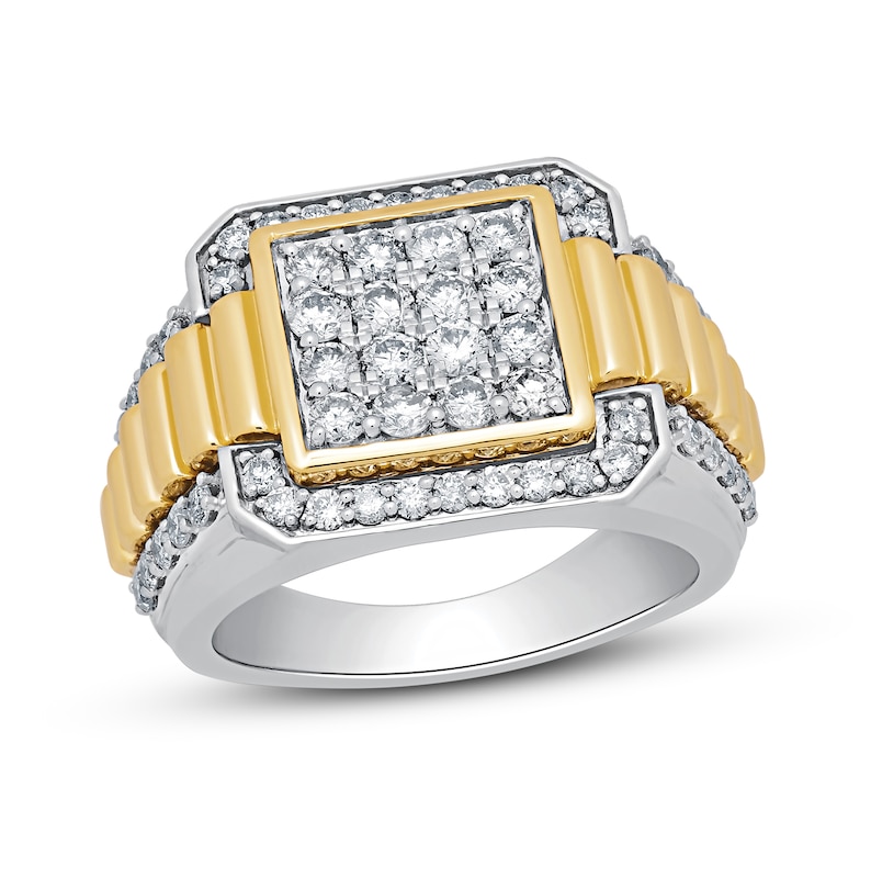 Men's Diamond Ring 2 ct tw Round-cut Two-Tone Gold Plated