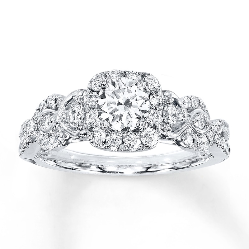 Diamond Engagement Ring 1 ct tw Round-cut White Gold Plated