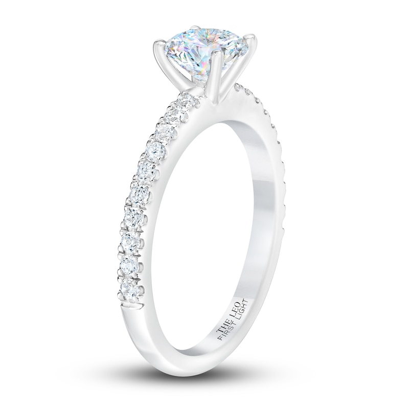 THE LEO First Light Diamond Engagement Ring 1-1/4 ct tw White Gold Plated