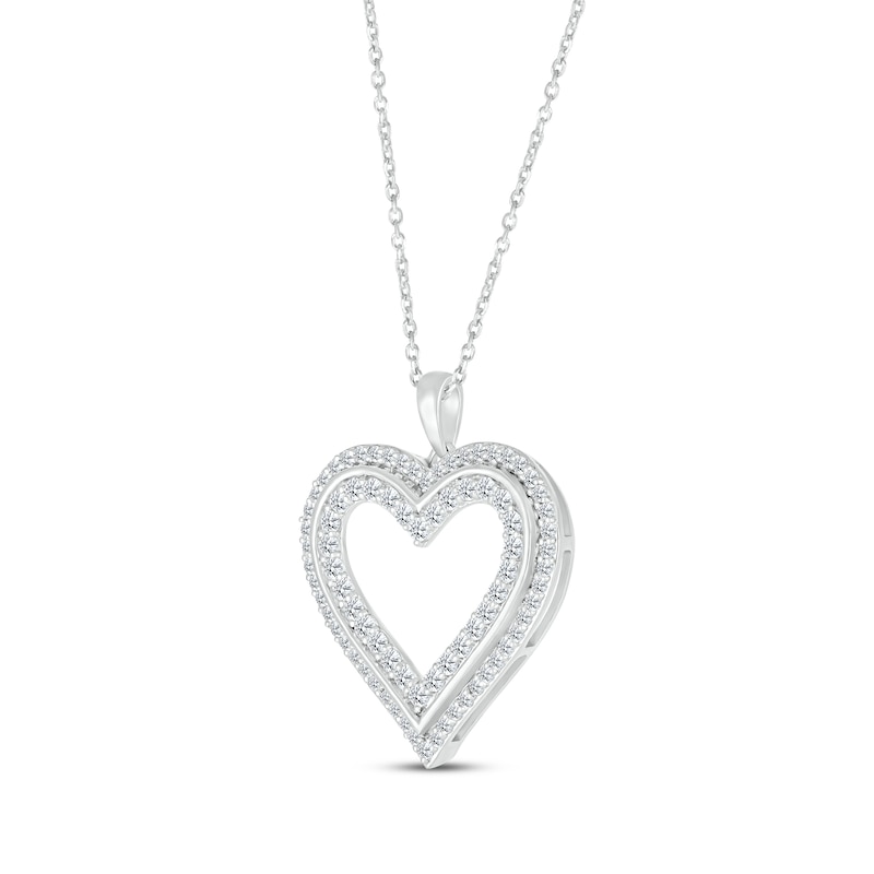 Diamond Heart Necklace 1 ct tw White Gold Plated 18"