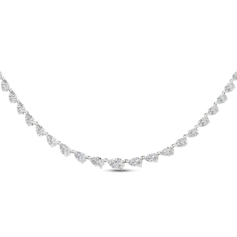 Diamond Riviera Necklace 7 ct tw Pear-Shaped White Gold Plated 18"