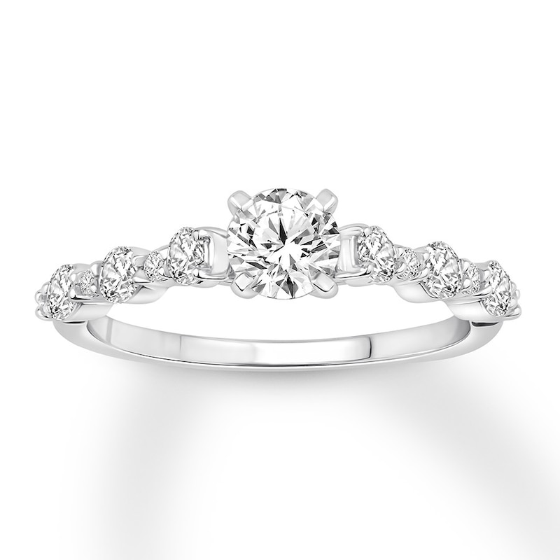 Diamond Engagement Ring 7/8 ct tw Round-cut White Gold Plated