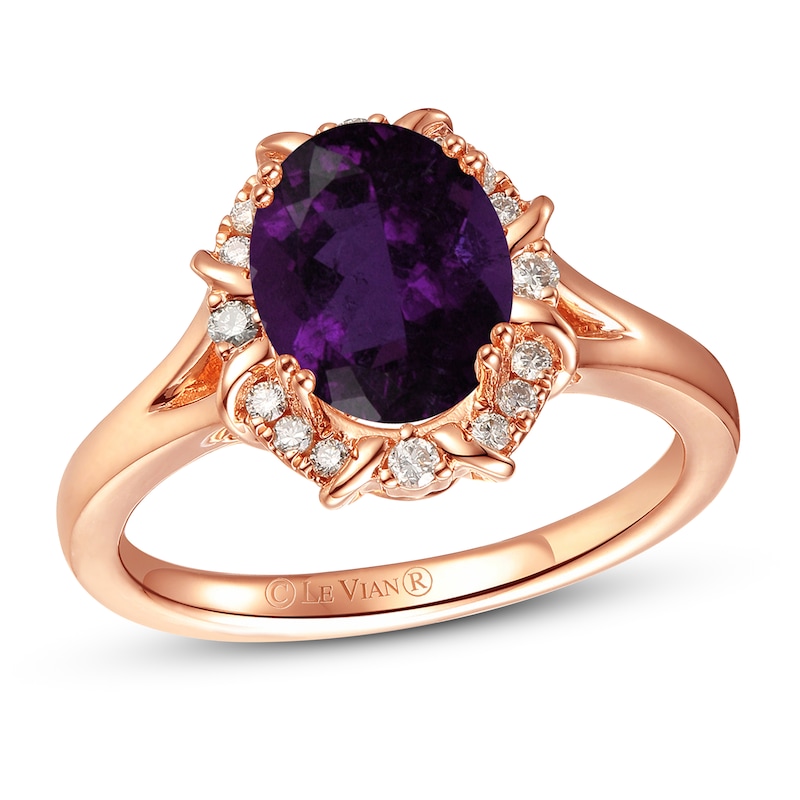 Le Vian Amethyst Ring 1/8 ct tw Diamonds Strawberry Gold Plated