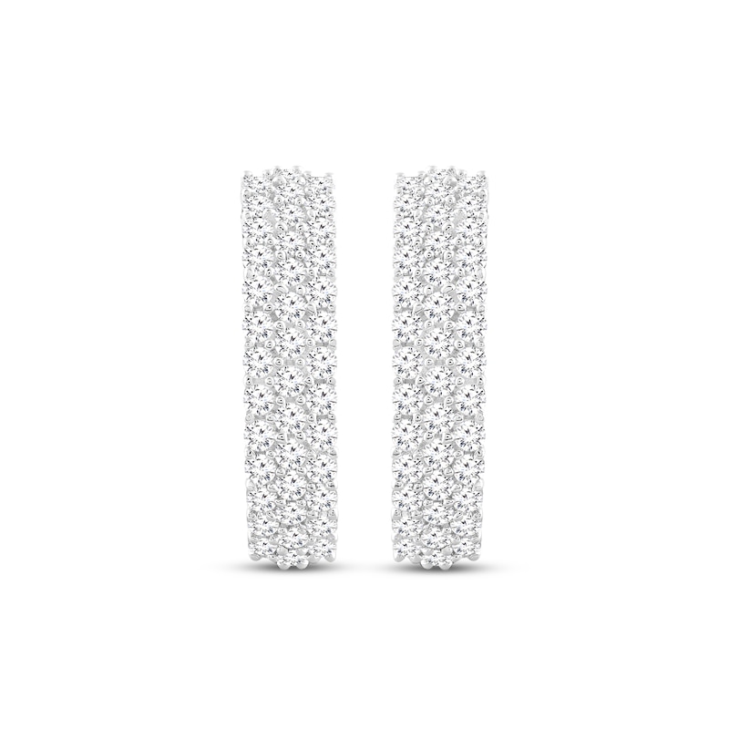 Lab-Created Diamonds by Three-Row Hoop Earrings 1 ct tw White Gold Plated 18mm