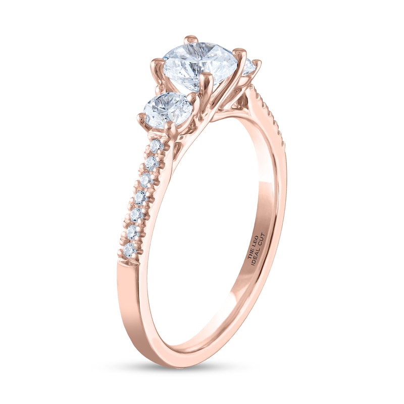 THE LEO Ideal Cut Diamond Three-Stone Engagement Ring 1 ct tw Rose Gold Plated