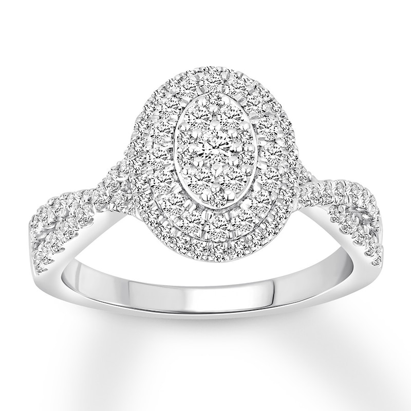Diamond Engagement Ring 3/4 ct tw Round-cut White Gold Plated