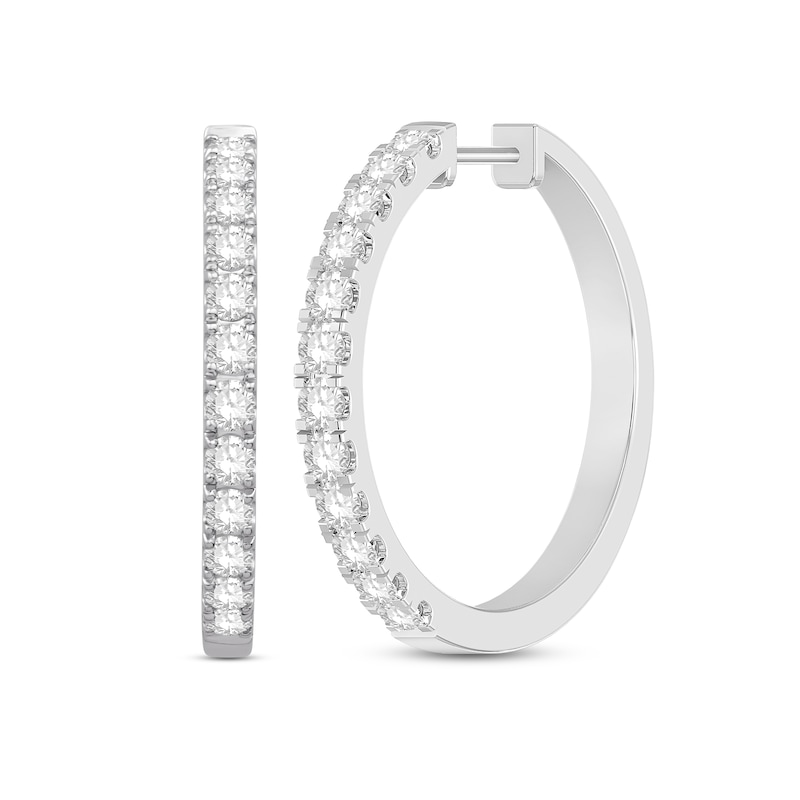 Diamond Hoop Earrings 1 ct tw Round-Cut White Gold Plated