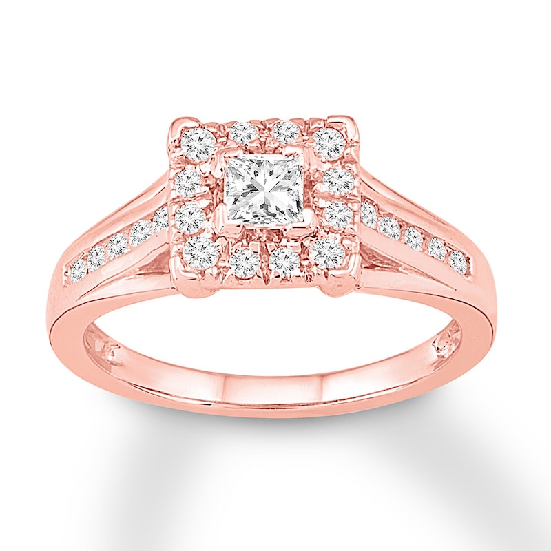 Diamond Engagement Ring 1/2 ct tw Princess-cut Rose Gold Plated