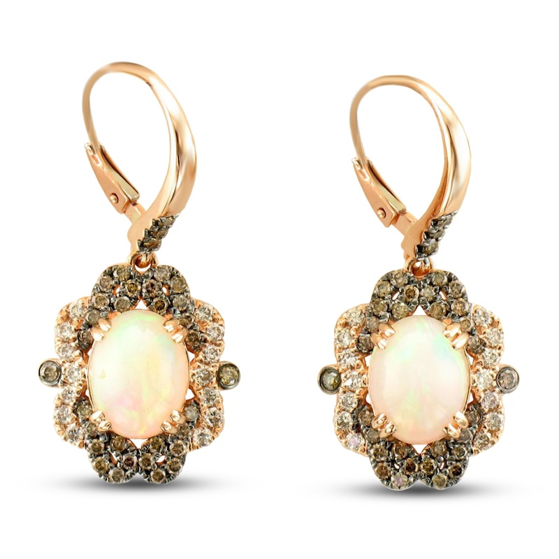 Le Vian Creme Brulee Opal Earrings 7/8 ct tw Diamonds Strawberry Gold Plated