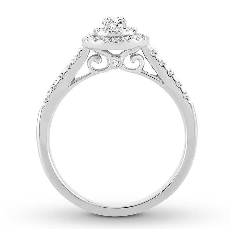 Diamond Engagement Ring 1/2 ct tw Oval White Gold Plated