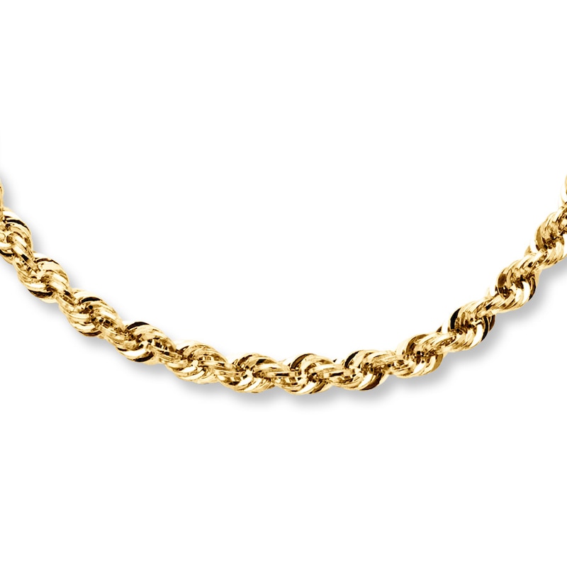 Hollow Rope Necklace Yellow Gold Plated 20"