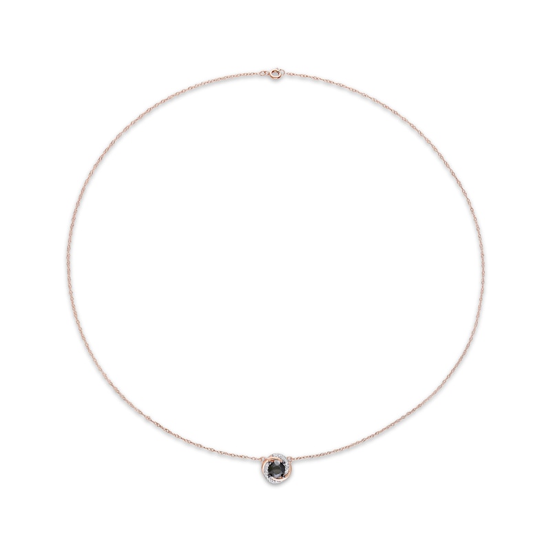 Round-Cut Black & White Diamond Necklace 1 ct tw Rose Gold Plated 17”