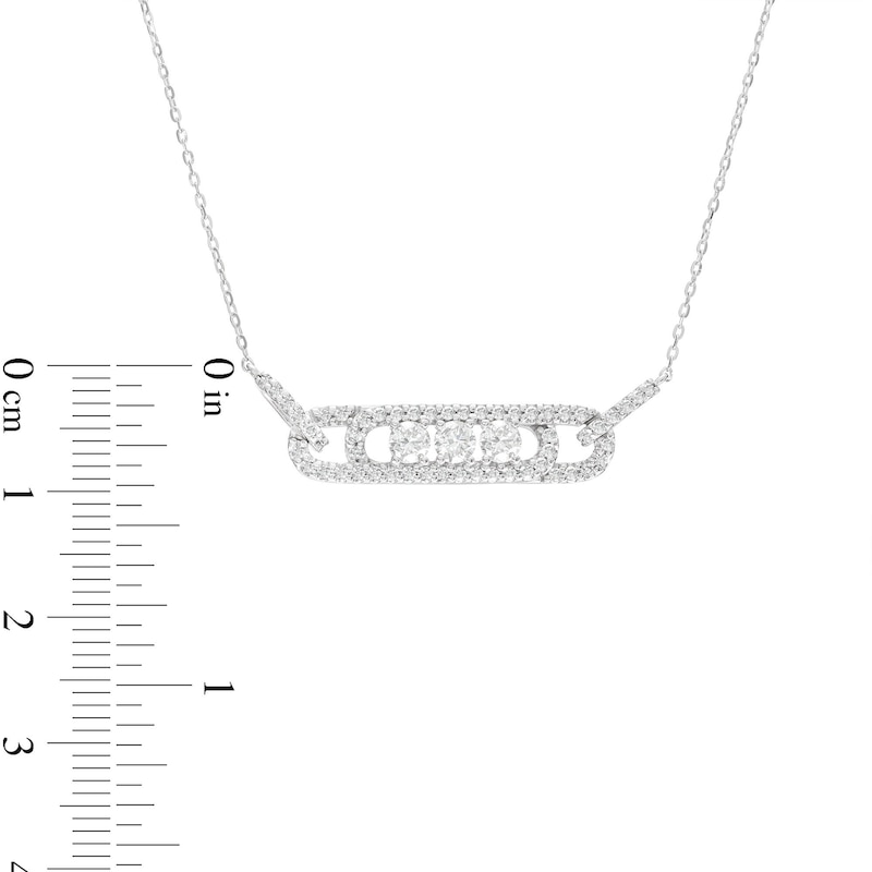 Diamond Three-Stone Necklace 3/4 ct tw Round-cut White Gold Plated 18"