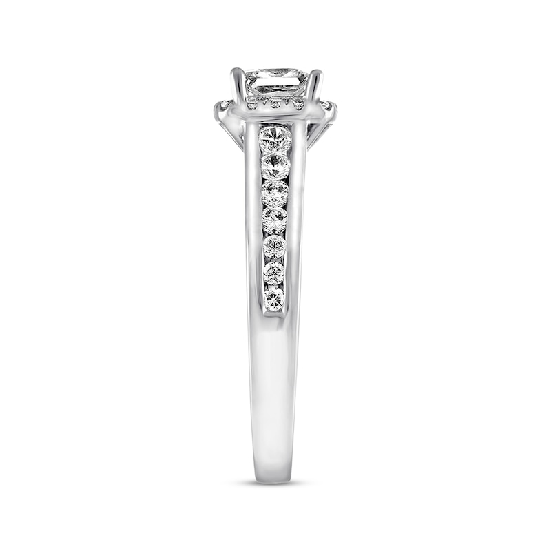 Diamond Engagement Ring 5/8 ct tw Princess-cut White Gold Plated