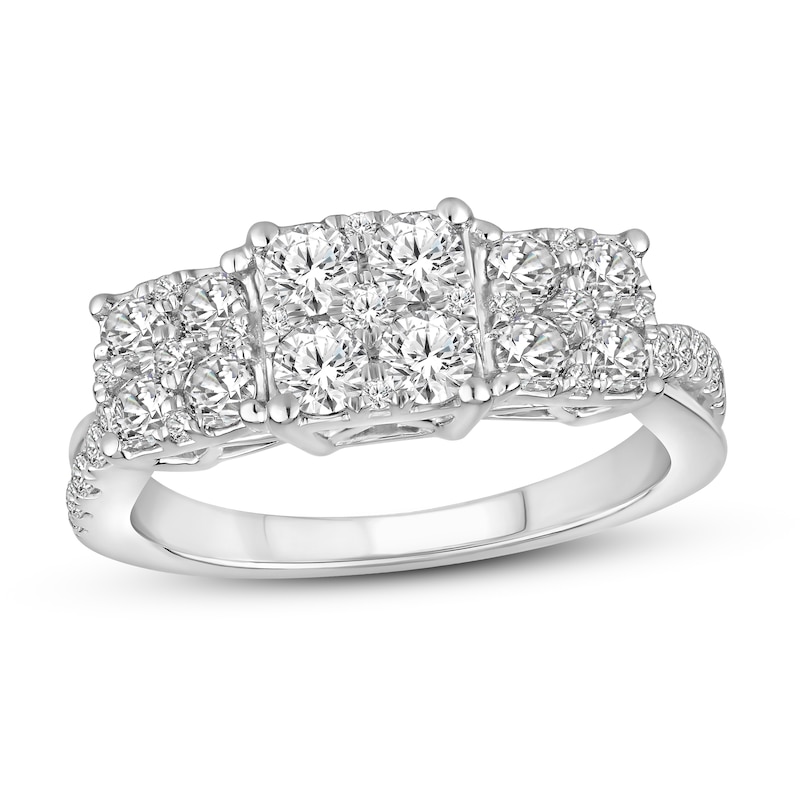 Diamond Engagement Ring 1-1/2 ct tw Round-cut White Gold Plated