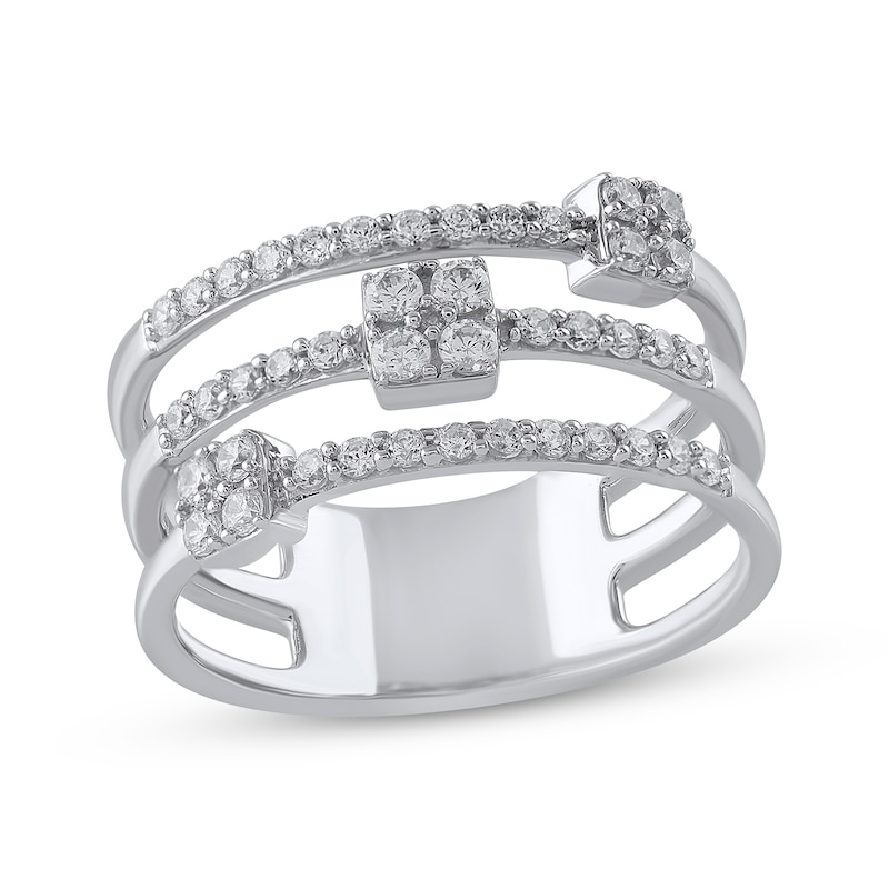 Diamond Stack Ring 1/2 ct tw Round-cut White Gold Plated
