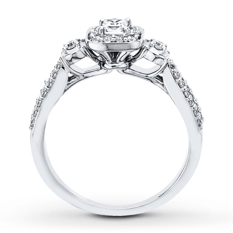 Diamond Engagement Ring 1/2 ct tw Princess-cut White Gold Plated