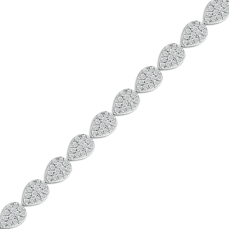 Diamond Pear Link Bracelet 2 ct tw White Gold Plated 7"