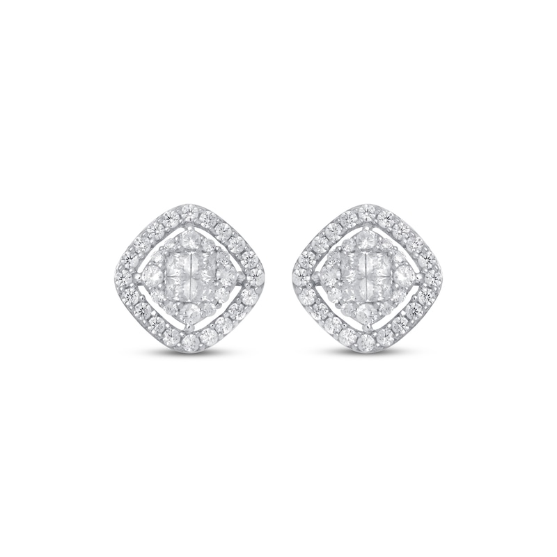 Diamonds Stud Earrings 1 ct tw White Gold Plated