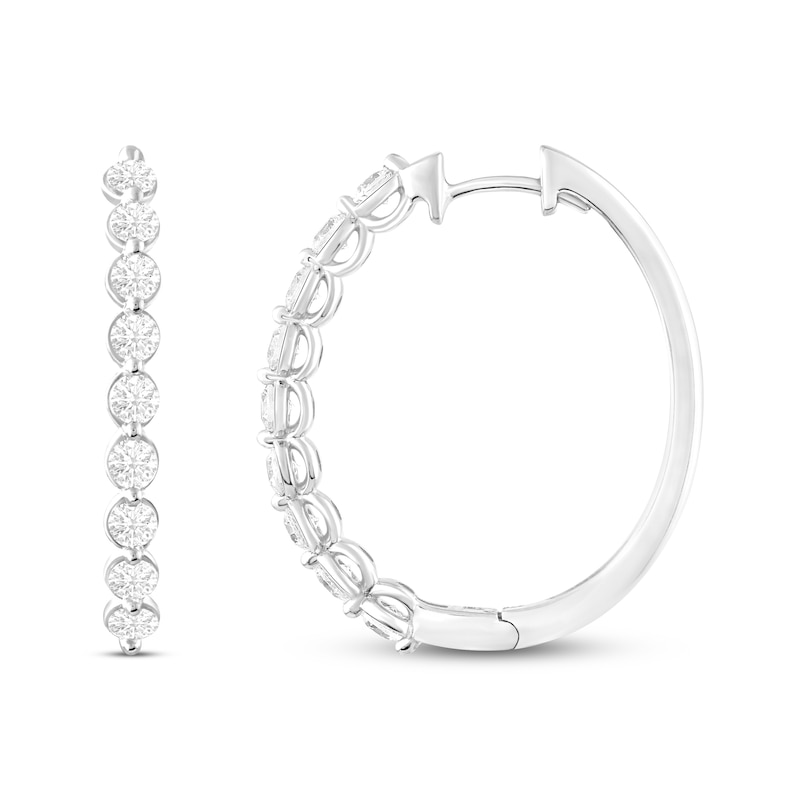 Lab-Created Diamonds by Oval Hoop Earrings 2 ct tw White Gold Plated