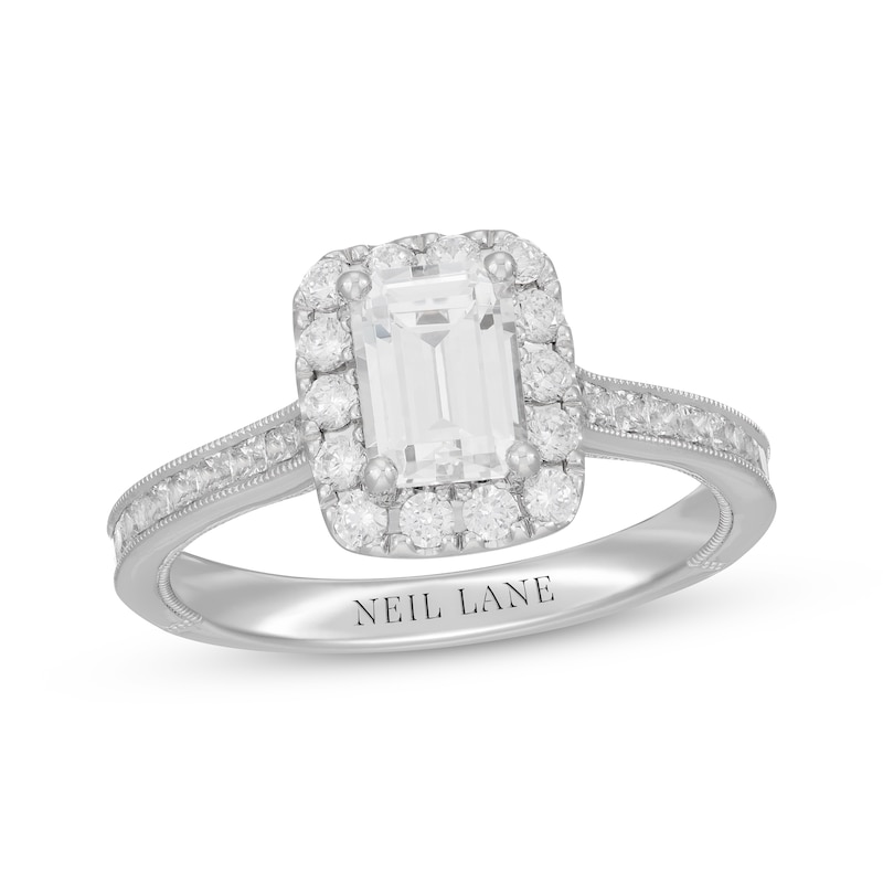 Neil Lane Emerald-cut Diamond Engagement Ring 1-7/8 ct tw White Gold Plated