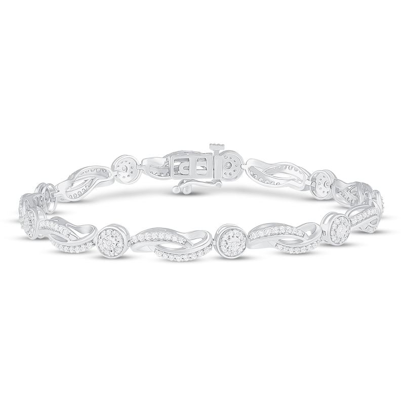 Diamond Fashion Bracelet 1 ct tw White Gold Plated 7"