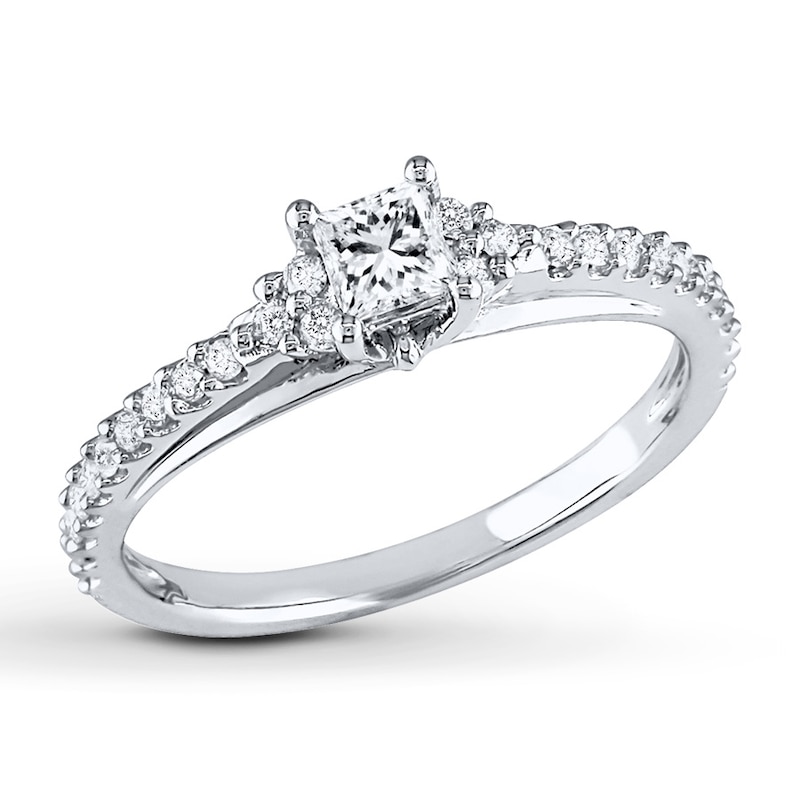 Diamond Engagement Ring 1/2 Carat tw White Gold Plated