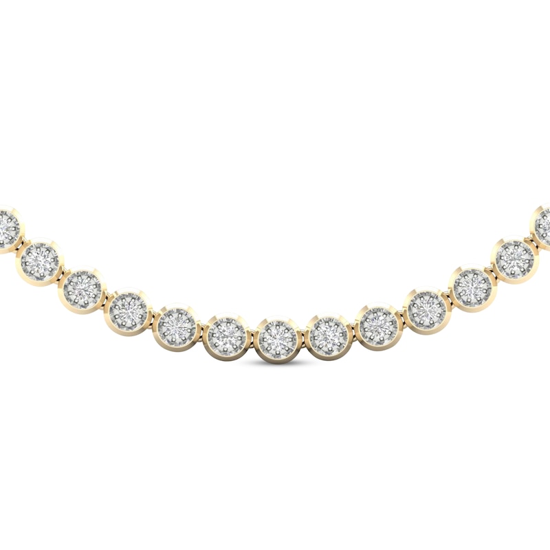 Men's Diamond Tennis Necklace 3 ct tw Round-cut Yellow Gold Plated 22"