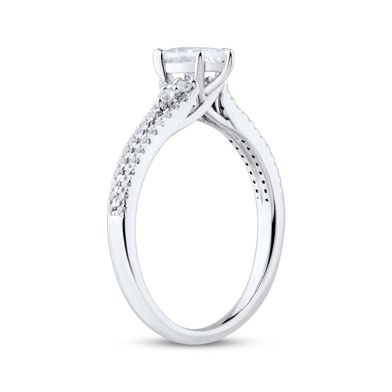 Marquise-Cut Diamond Engagement Ring 3/4 ct tw White Gold Plated