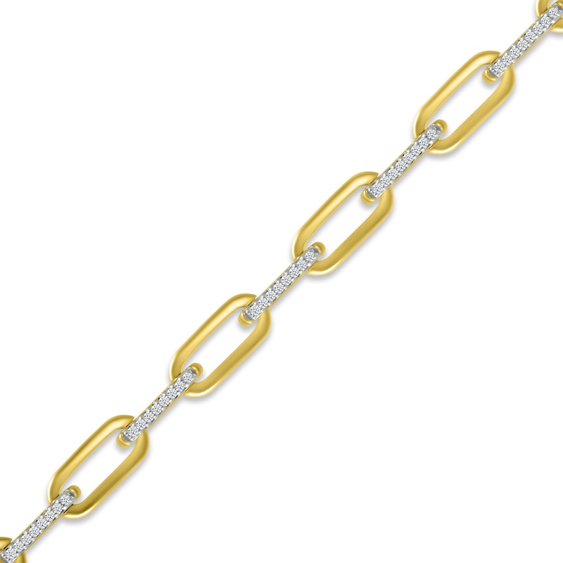 Diamond Paperclip Bracelet 1/4 ct tw Round-cut Yellow Gold Plated 7"