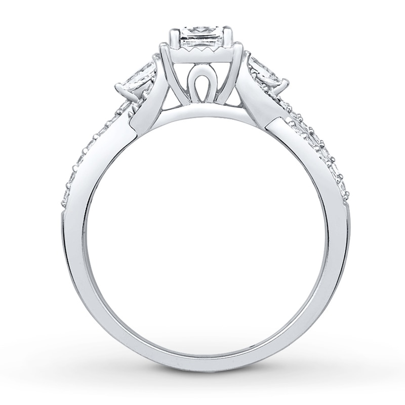 Diamond Engagement Ring 5/8 ct tw Princess-cut White Gold Plated