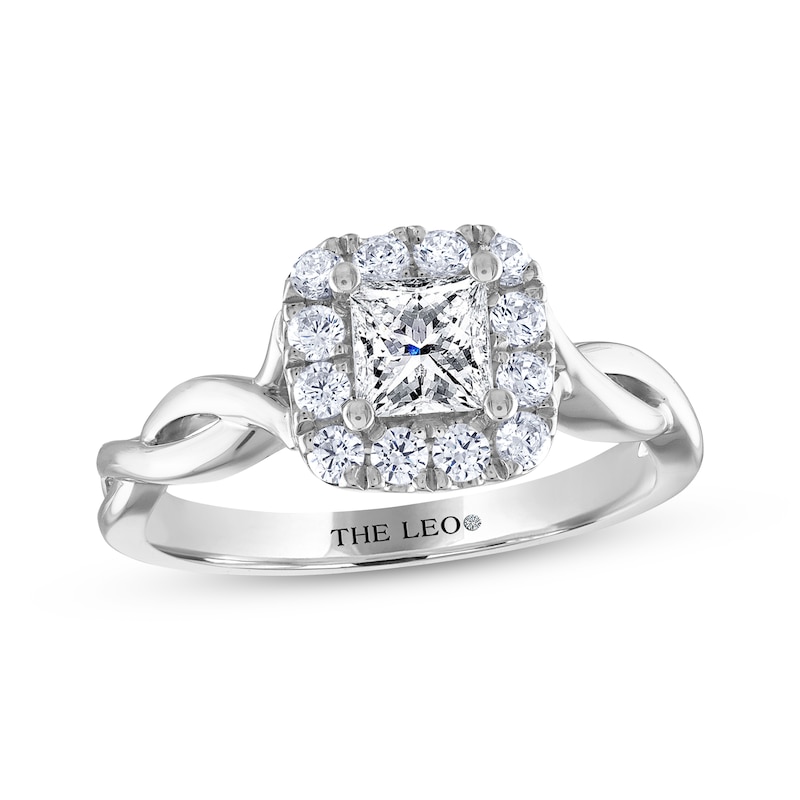 THE LEO Diamond Princess-Cut Engagement Ring 3/4 ct tw White Gold Plated