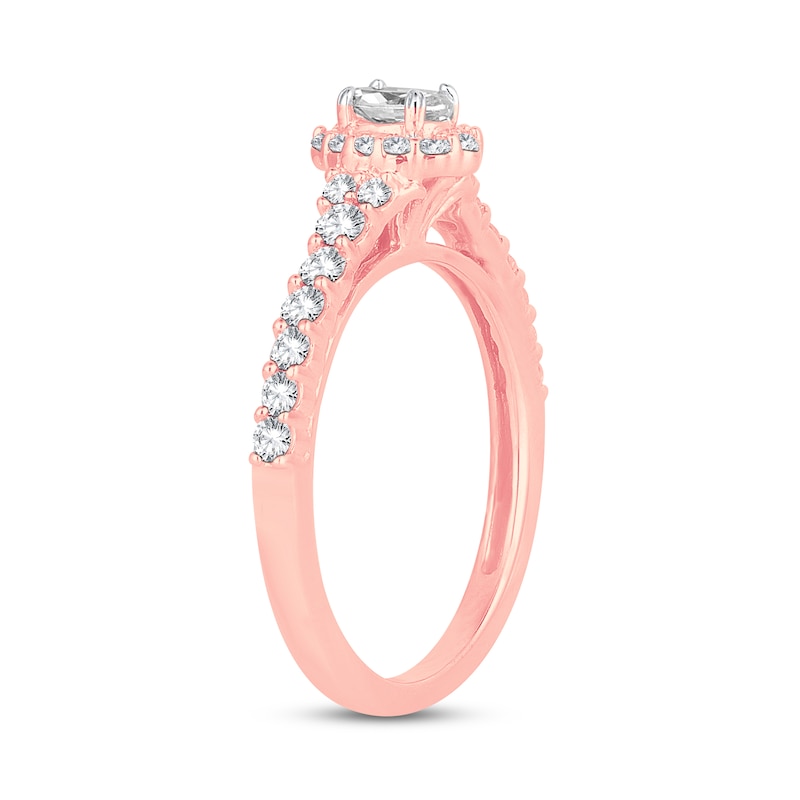 Diamond Engagement Ring 1/2 ct tw Oval & Round Rose Gold Plated