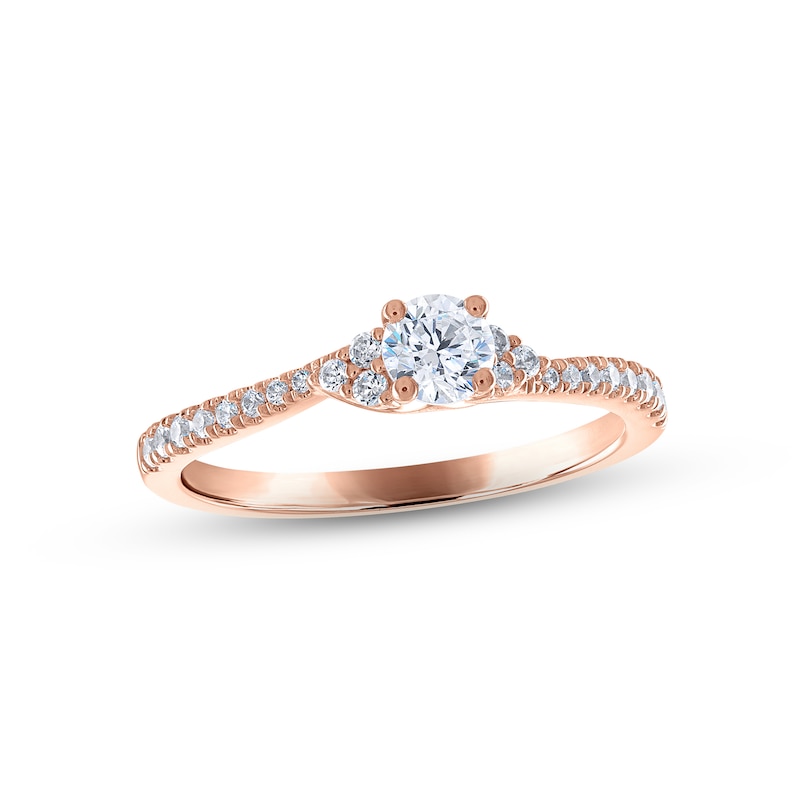 Diamond Engagement Ring 1/2 ct tw Round-cut Rose Gold Plated
