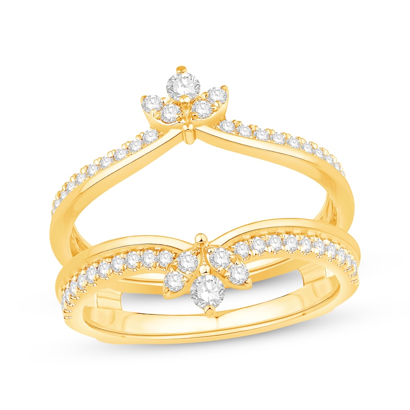 Diamond Floral Enhancer Ring 1/2 ct tw Yellow Gold Plated