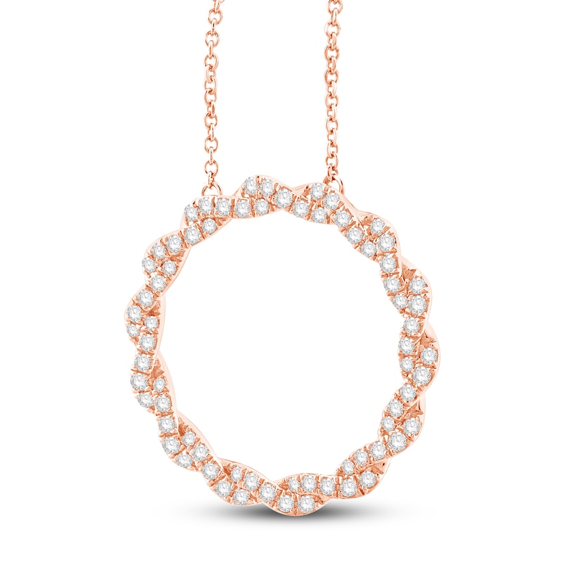 Circle of Gratitude Diamond Necklace 1/2 ct tw Round-cut Rose Gold Plated 19"