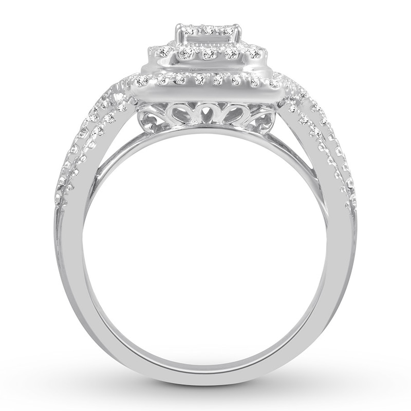 Diamond Engagement Ring 1/2 ct tw Round-cut White Gold Plated