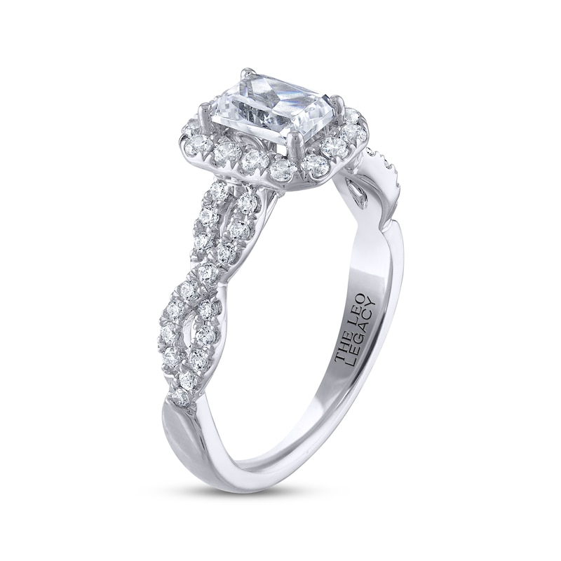 THE LEO Legacy Lab-Created Diamond Emerald-Cut Engagement Ring 1-1/6 ct tw White Gold Plated