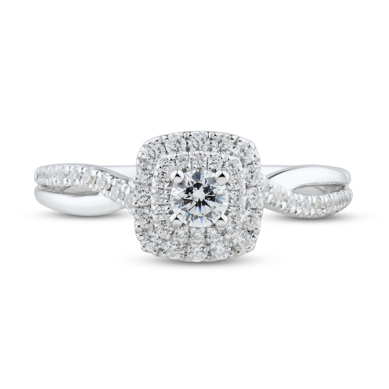 Diamond Engagement Ring 1/2 ct tw Round-cut White Gold Plated