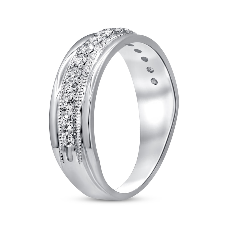 Men's Diamond Wedding Ring 1/2 ct tw Round-cut White Gold Plated