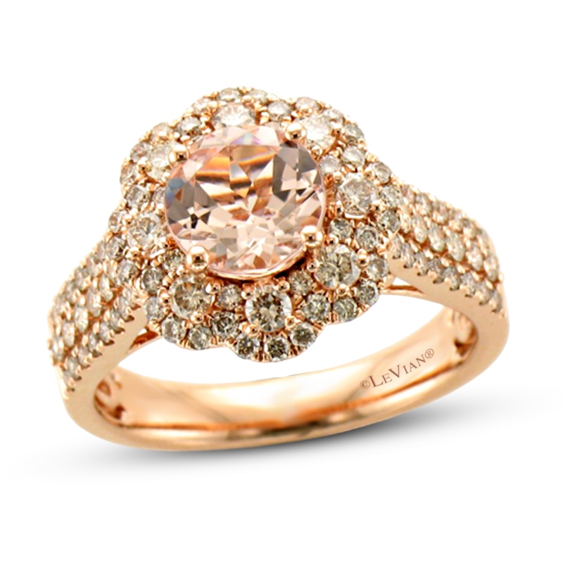 Le Vian Morganite Ring 7/8 ct tw Diamonds Strawberry Gold Plated - Size 7